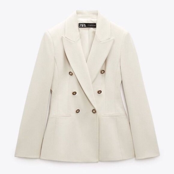 Zara Off-white Double-Breasted Blazer - S - Picture 1 of 2